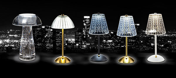 Crystal Shade LED Table Light | Gold