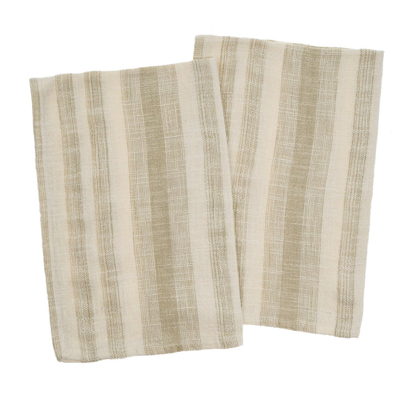Cabana Stripe Tea Towel Set of 2 | Sand