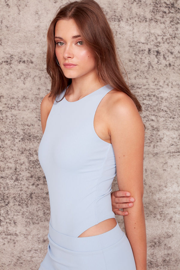 Roxie Rib Sleeveless Bodysuit | Bluebell