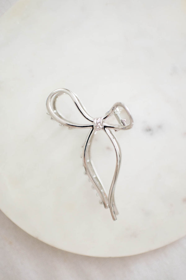 Barbays Metallic Bow Clip | Silver