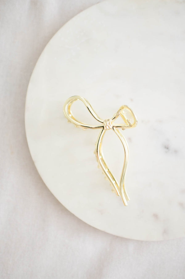 Barbays Metallic Bow Clip | Gold