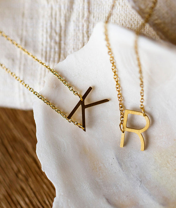 Asymmetrical Initial Necklace | Gold