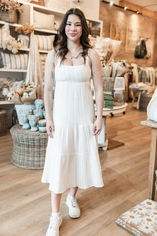 Solara Stripe Dress | White Nougat