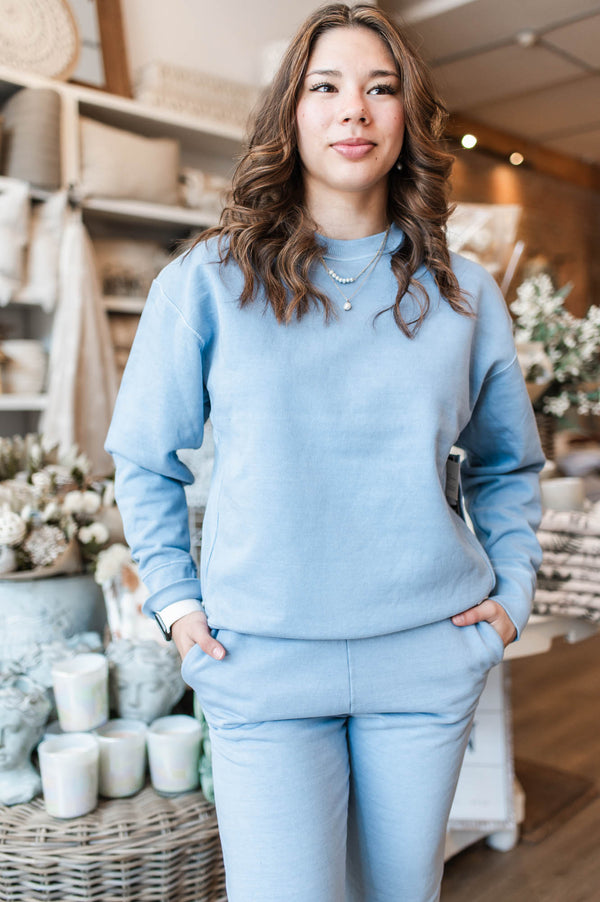 Christa Fleece Pullover | Light Blue Denim