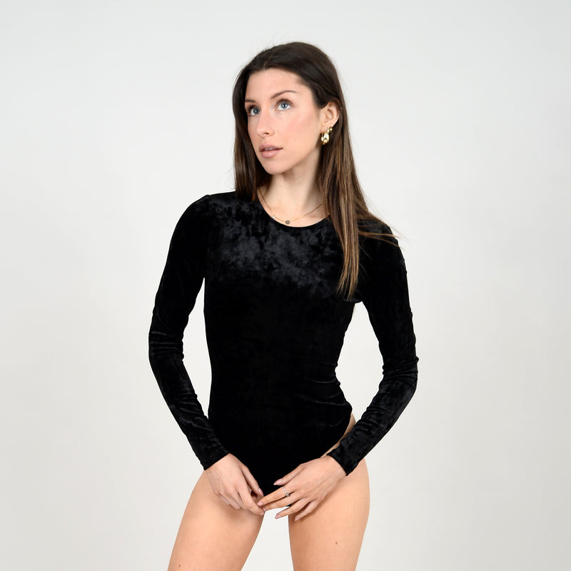 Roxie Crushed Velvet Bodysuit | Black - FINAL SALE