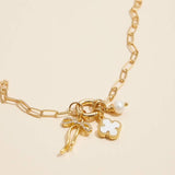 Gold Charm Necklace Set | Bow, Clover, Pearl