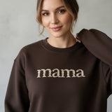 Mama Floral Crewneck Sweatshirt | Chocolate Brown