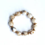 Retro Classic Beaded Bracelet | Neutral Marble & Gold