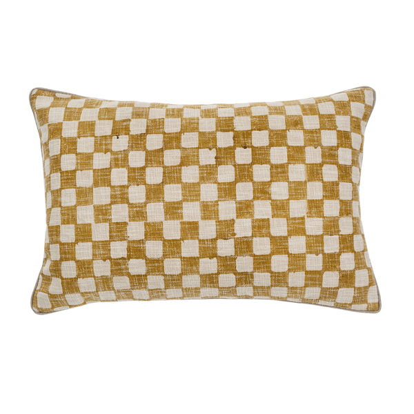 Checkered Cushion 16x24 | Ochre