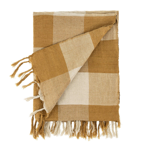 Linen Gingham Throw | Toffee