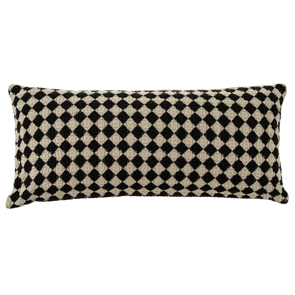 Check Weave Cushion 14x31 | Black