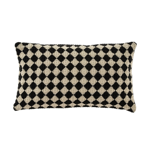 Check Weave Cushion 12x21 | Black