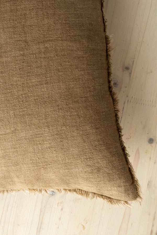 Lina Linen Cushion 24x24 | Hazelnut