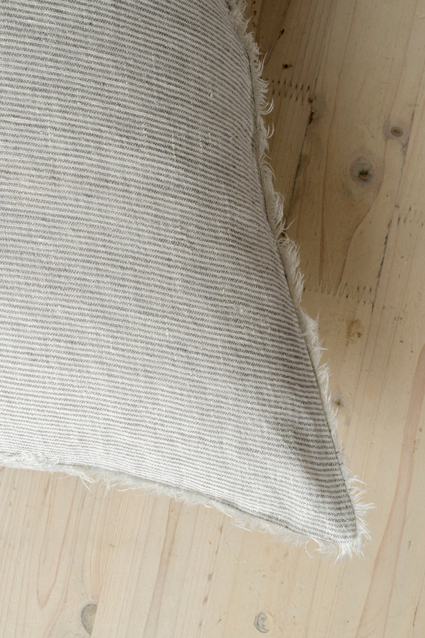 Lina Linen Cushion 24x24 | Grey Stripe