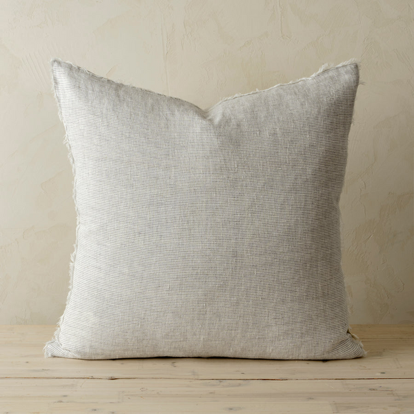 Lina Linen Cushion 24x24 | Grey Stripe