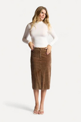 Kahlo Corduroy Skirt | Brown - FINAL SALE