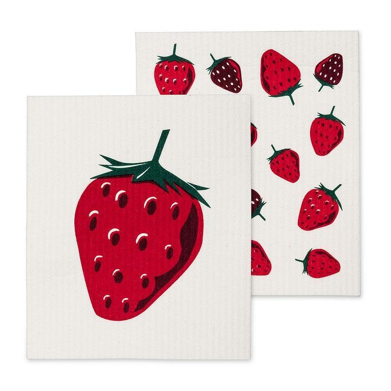 Set of 2 Swedish Dishcloths | Strawberry