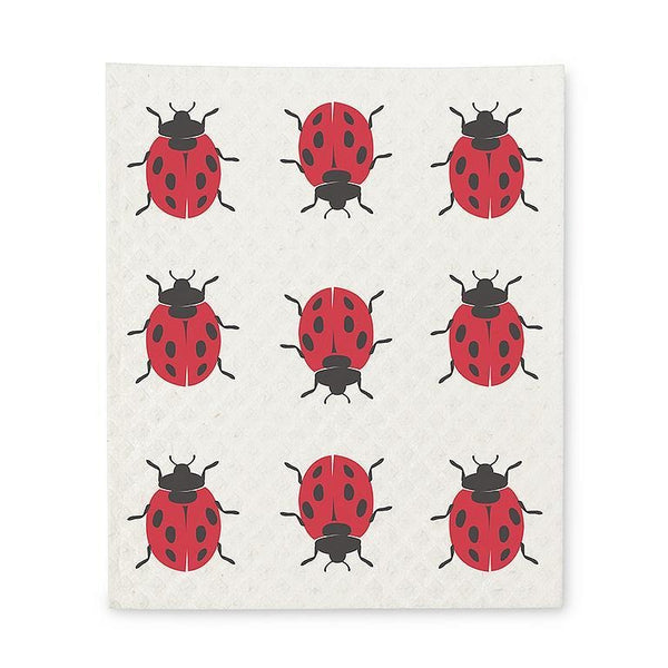 Set of 2 Swedish Dishcloths | Ladybug Grid