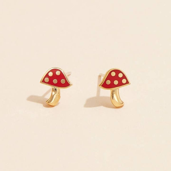 Mushroom Earrings | Gold