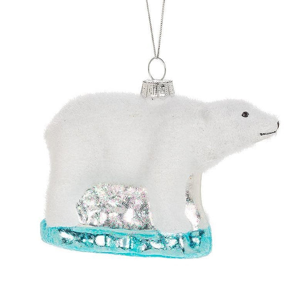 Flocked Polar Bear Ornament - FINAL SALE