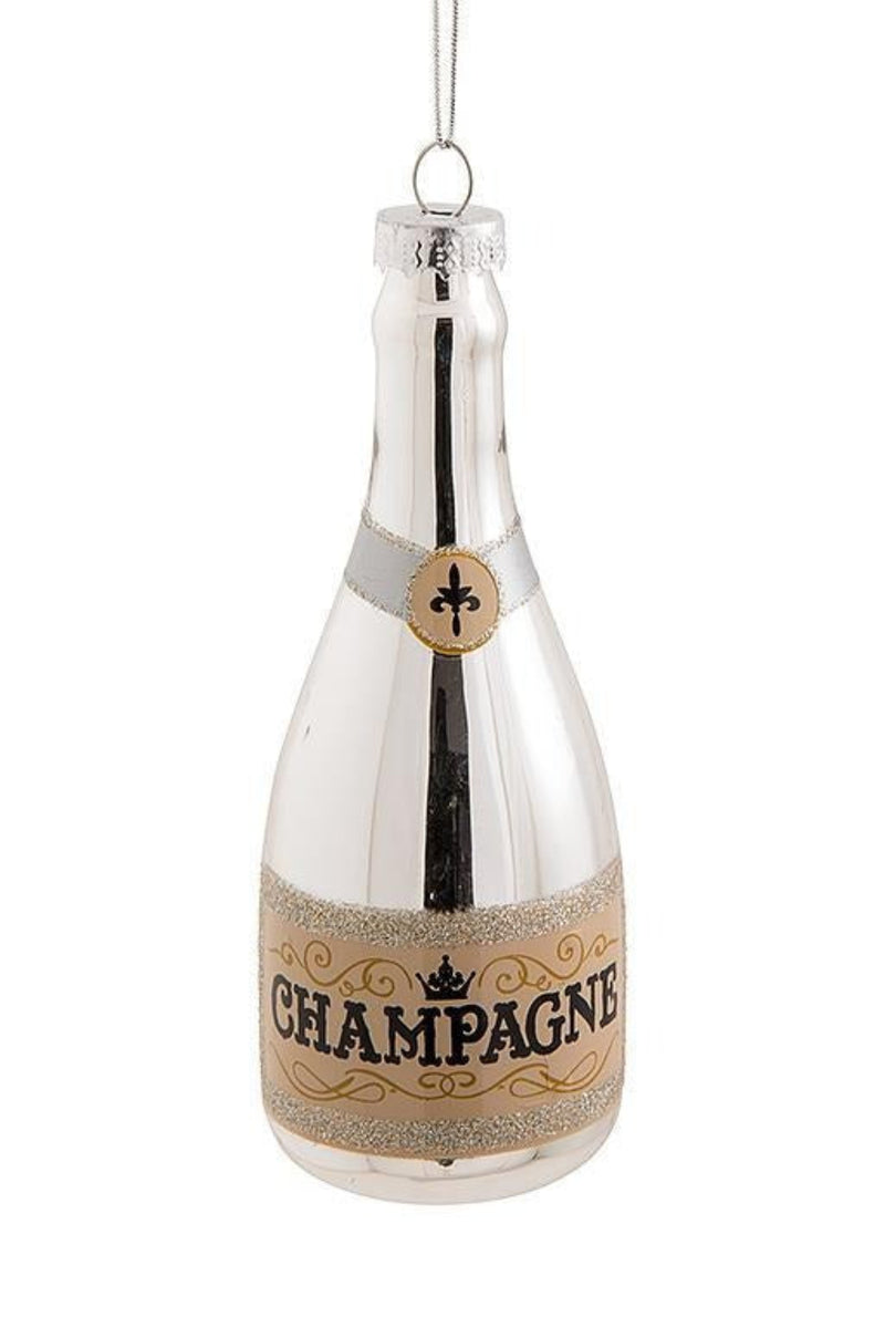 Champagne Bottle Ornament | Silver