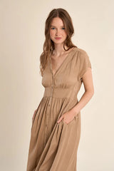 Christa Midi Dress | Beige