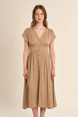 Christa Midi Dress | Beige