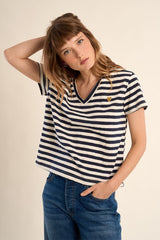 Cara Tee | Navy Stripe