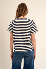 Cara Tee | Navy Stripe