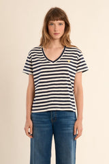 Cara Tee | Navy Stripe