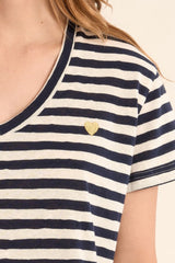 Cara Tee | Navy Stripe