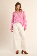Megan Embroidered Blouse | Pink