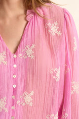 Megan Embroidered Blouse | Pink