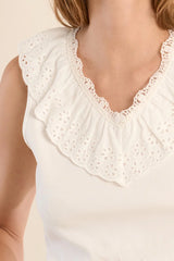 Shea Ruffle Tank | Ecru