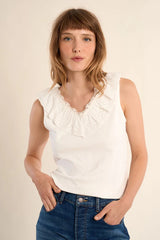 Shea Ruffle Tank | Ecru