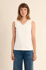 Shea Ruffle Tank | Ecru