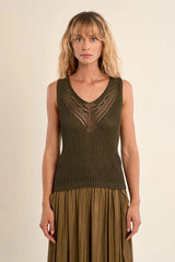 Mila Knit Tank | Khaki