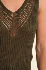 Mila Knit Tank | Khaki