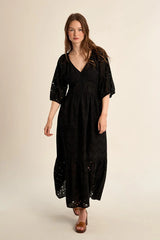 Tracey Eyelet Dress | Black