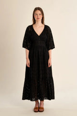 Tracey Eyelet Dress | Black