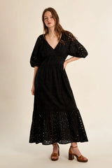 Tracey Eyelet Dress | Black
