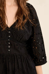 Tracey Eyelet Dress | Black