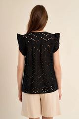 Fiona Eyelet Top | Black