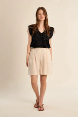 Fiona Eyelet Top | Black