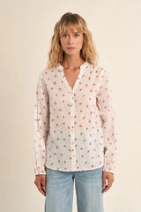 Corinne Floral Blouse | Ecru & Pink