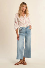 Corinne Floral Blouse | Ecru & Pink