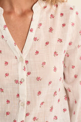 Corinne Floral Blouse | Ecru & Pink