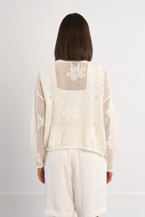 Emma Floral Knit Cardigan | Ecru
