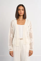 Emma Floral Knit Cardigan | Ecru