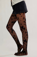 Flocked Floral Tight | Black Combo